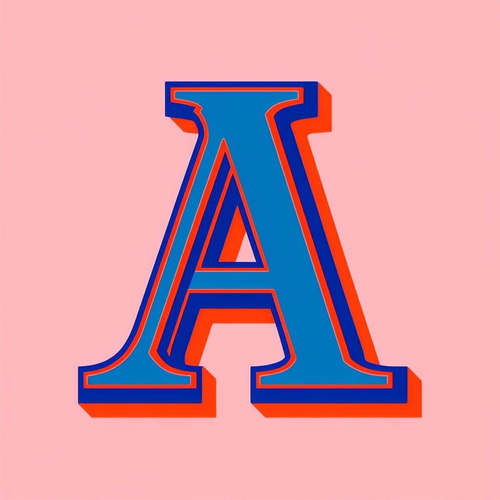 Bold Three-Dimensional Letter A Design on Pink Background Monogram