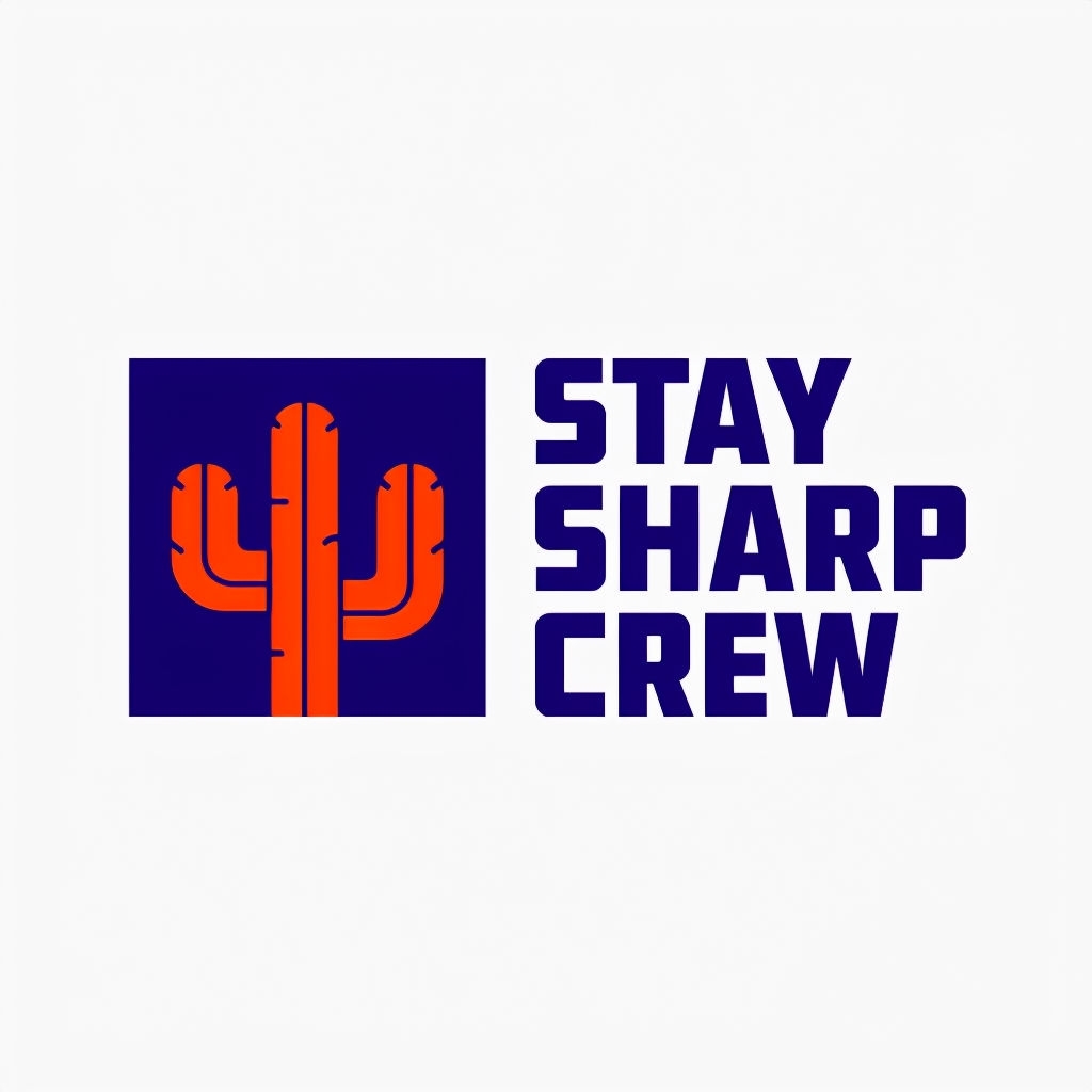 Bold Minimalist Cactus Logo Design for Stay Sharp Crew Hat
