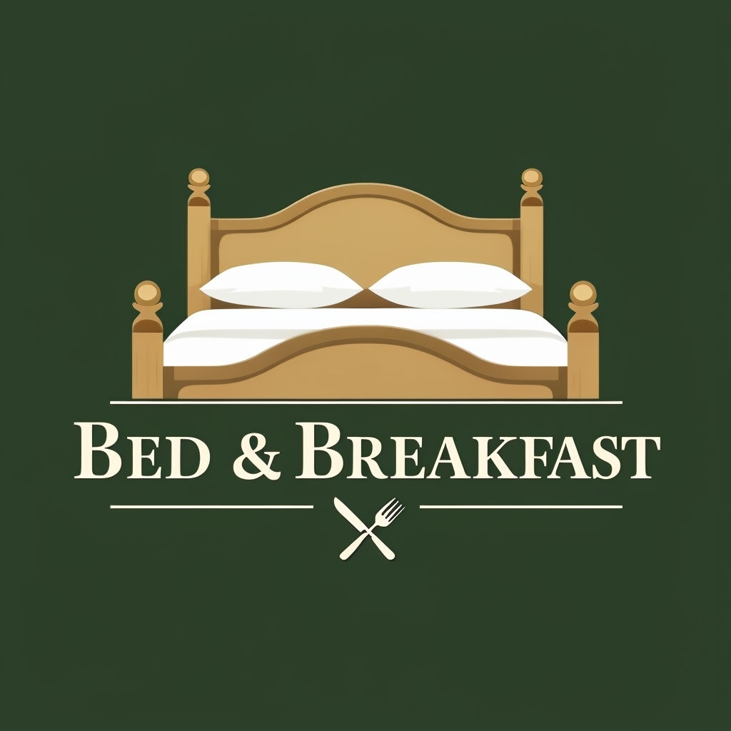 Minimalist Bed & Breakfast Logo Design with Culinary Icon