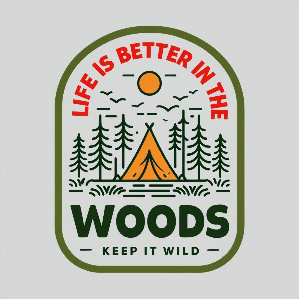 Minimalist Woodland Adventure Emblem with Inspirational Text Logo