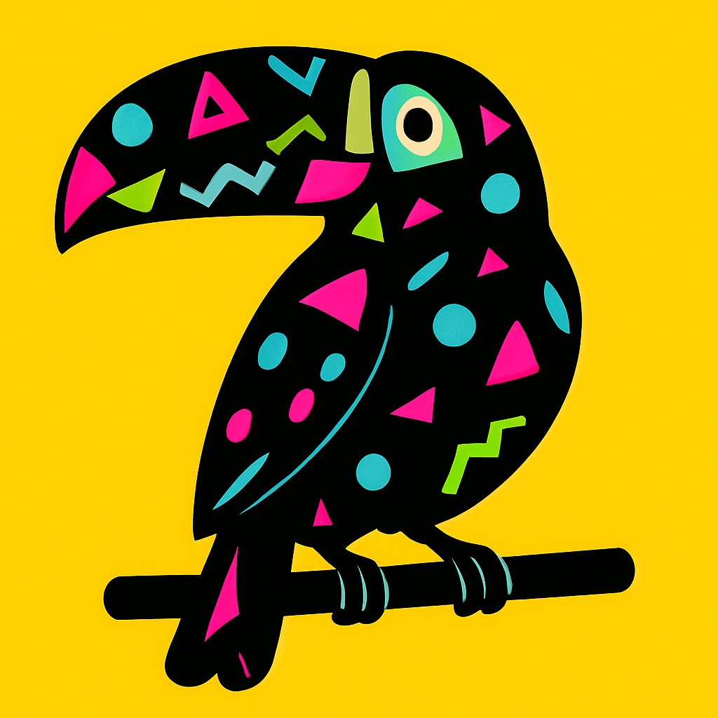 Colorful Geometric Toucan Illustration on Yellow Background T-shirt