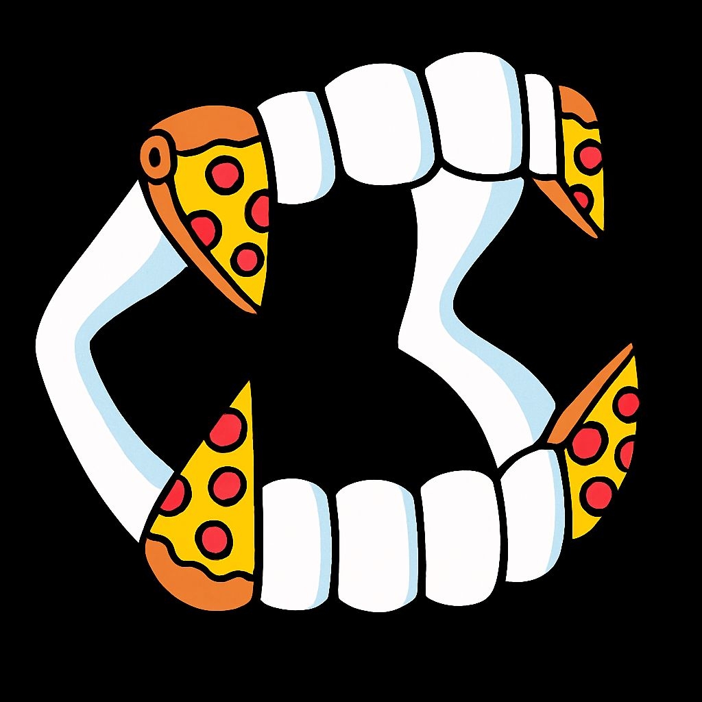 Whimsical Pop Art Pizza Teeth Illustration T-Shirt