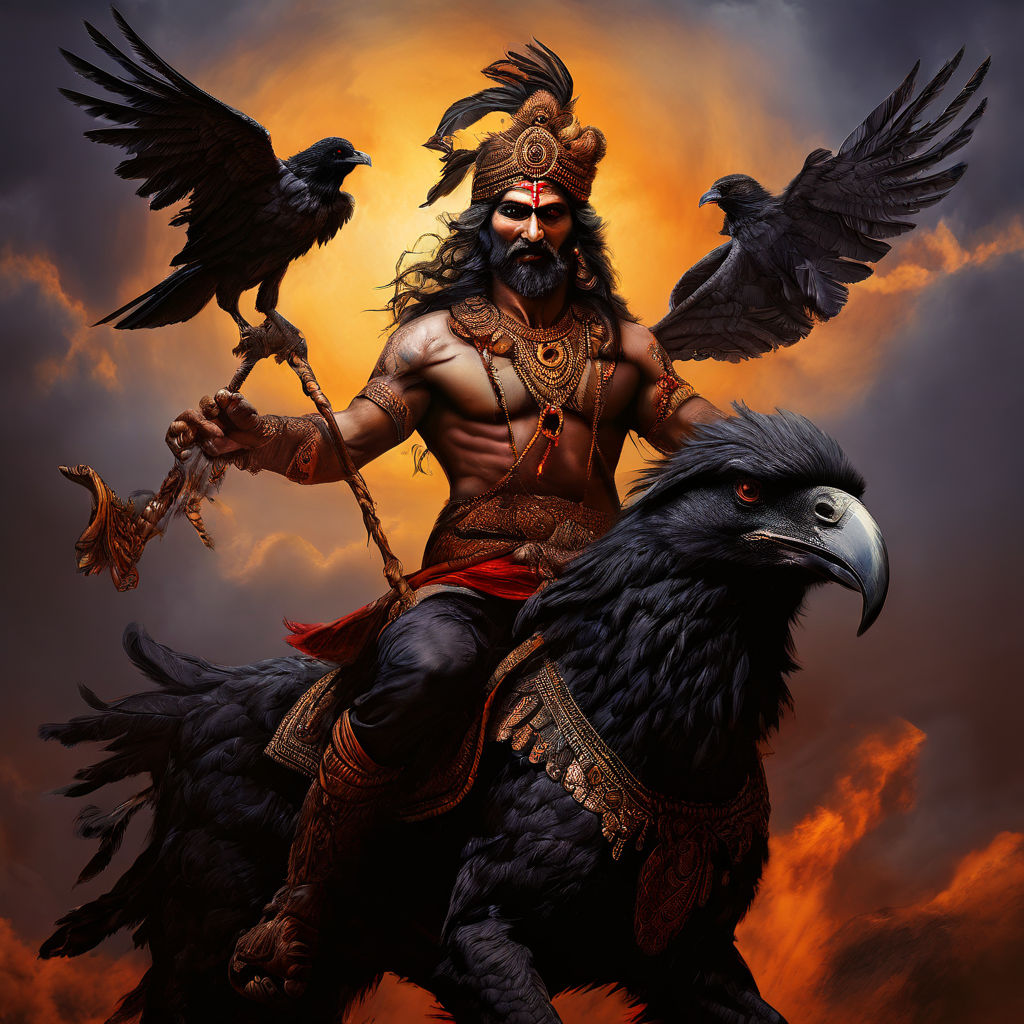 Indian God Shani dev riding on crow by MJ SNIPER - Playground