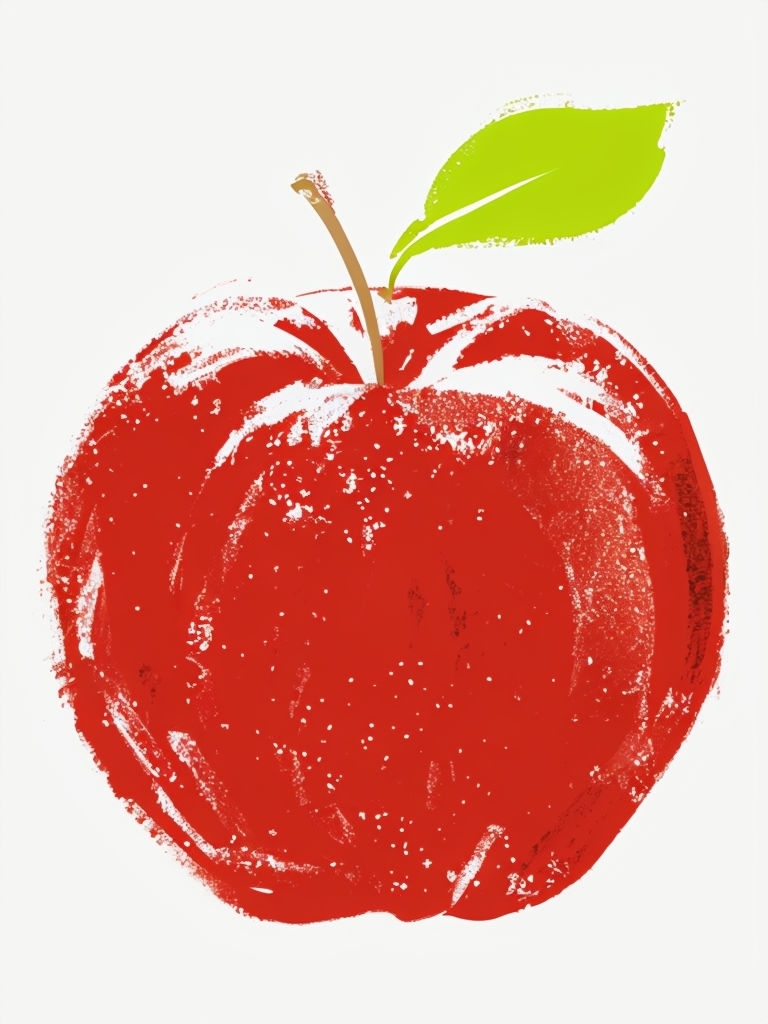 Vibrant Minimalist Red Apple Illustration on White Background Art