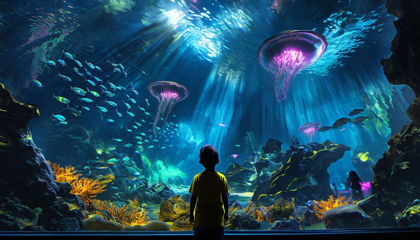 Awe-Inspiring Underwater Aquarium Scene for Virtual Backgrounds