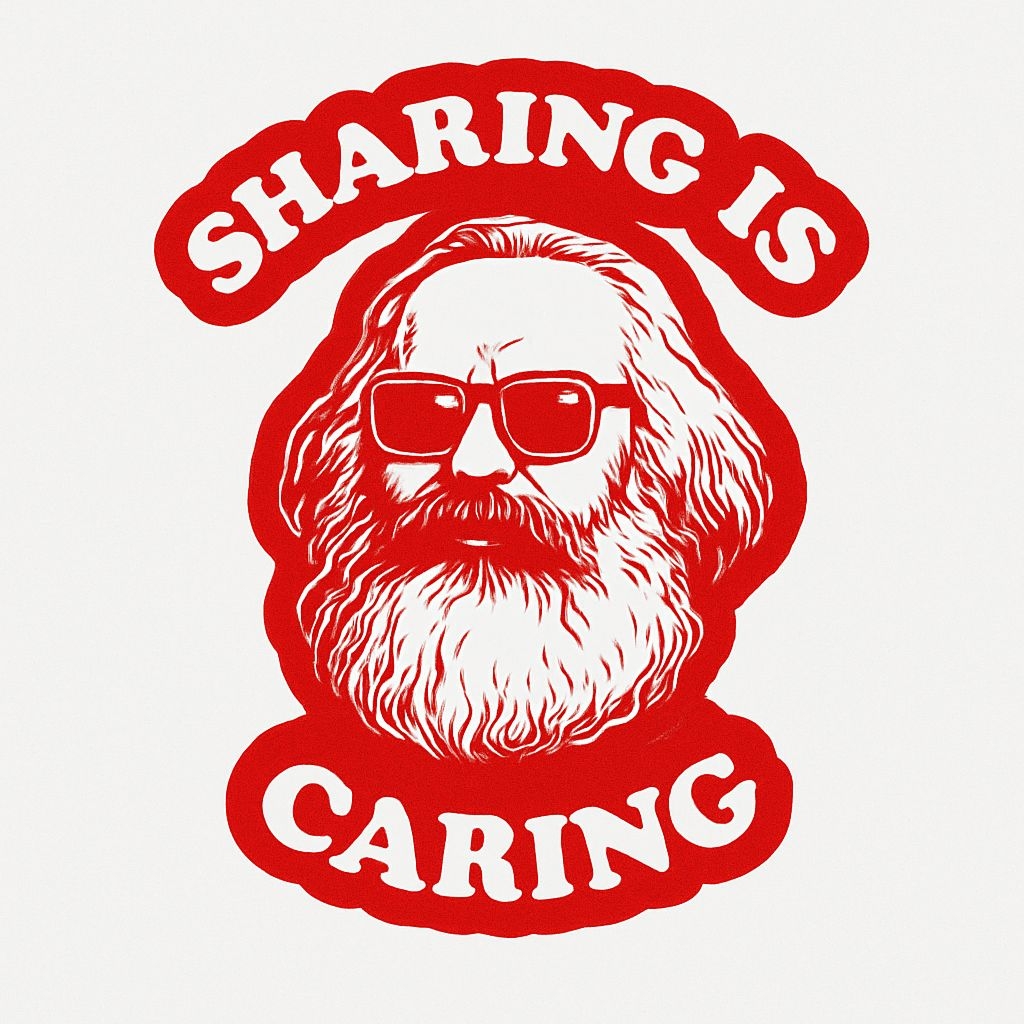 Bold Red Vintage Sharing is Caring Illustration Sticker