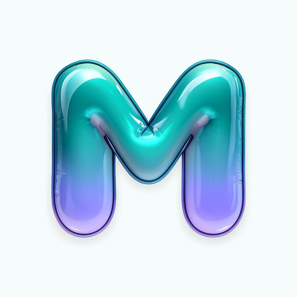 Whimsical Teal and Lavender Balloon Letter M Logo Design Monogram