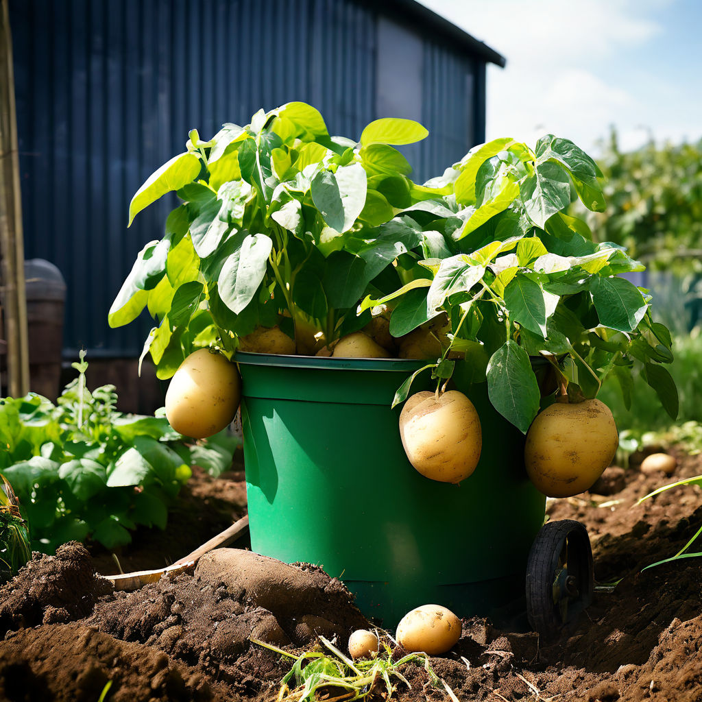 Potatoes growing In A wheelie bin by nathan cawson Playground