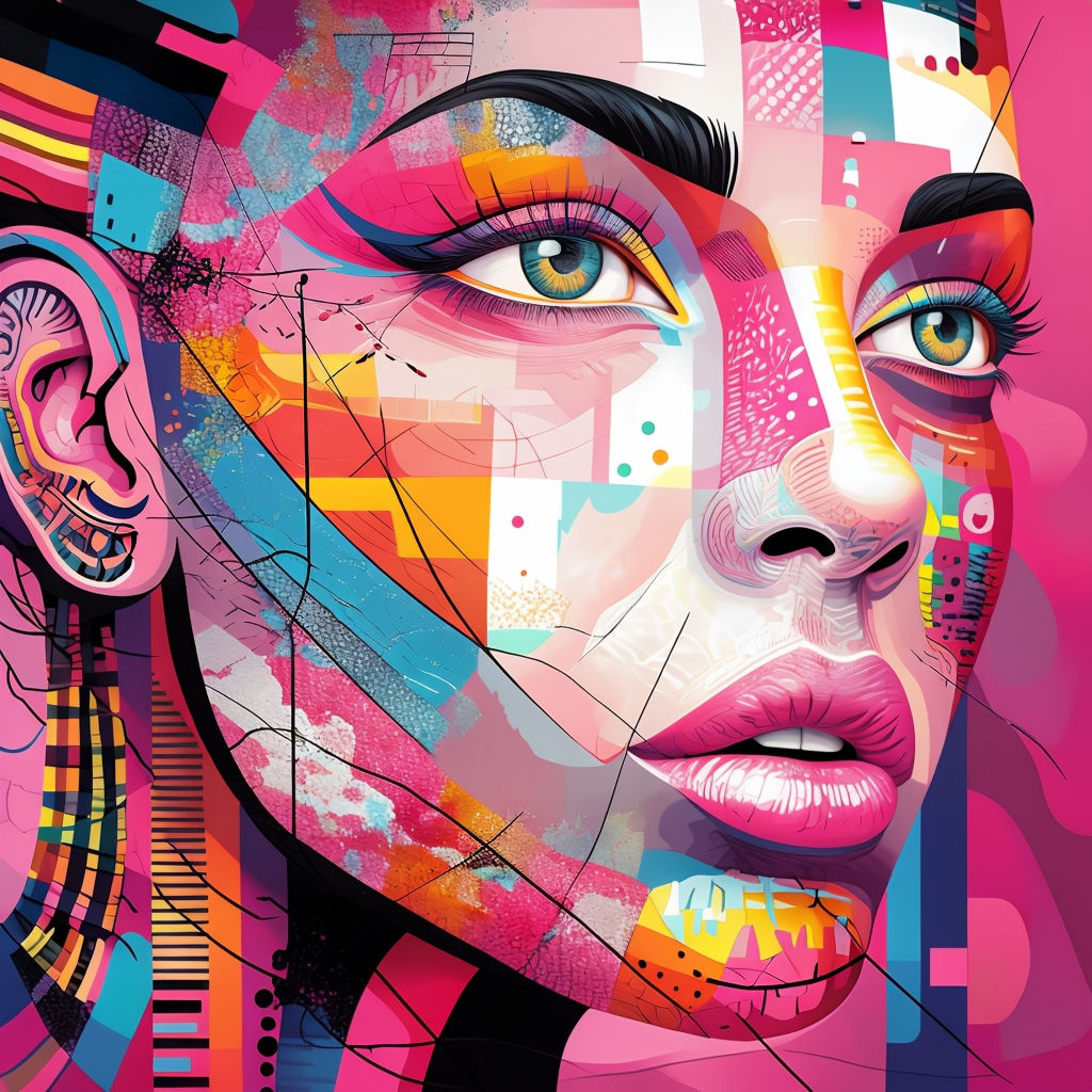 Vibrant Abstract Geometric Face Art Composition