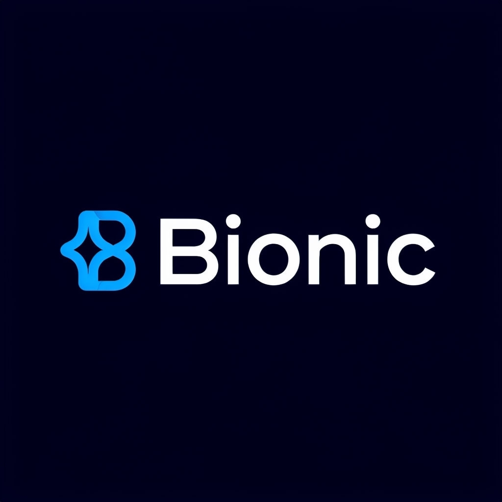 Modern Bionic Logo with Star Symbol on Dark Blue Background - Playground