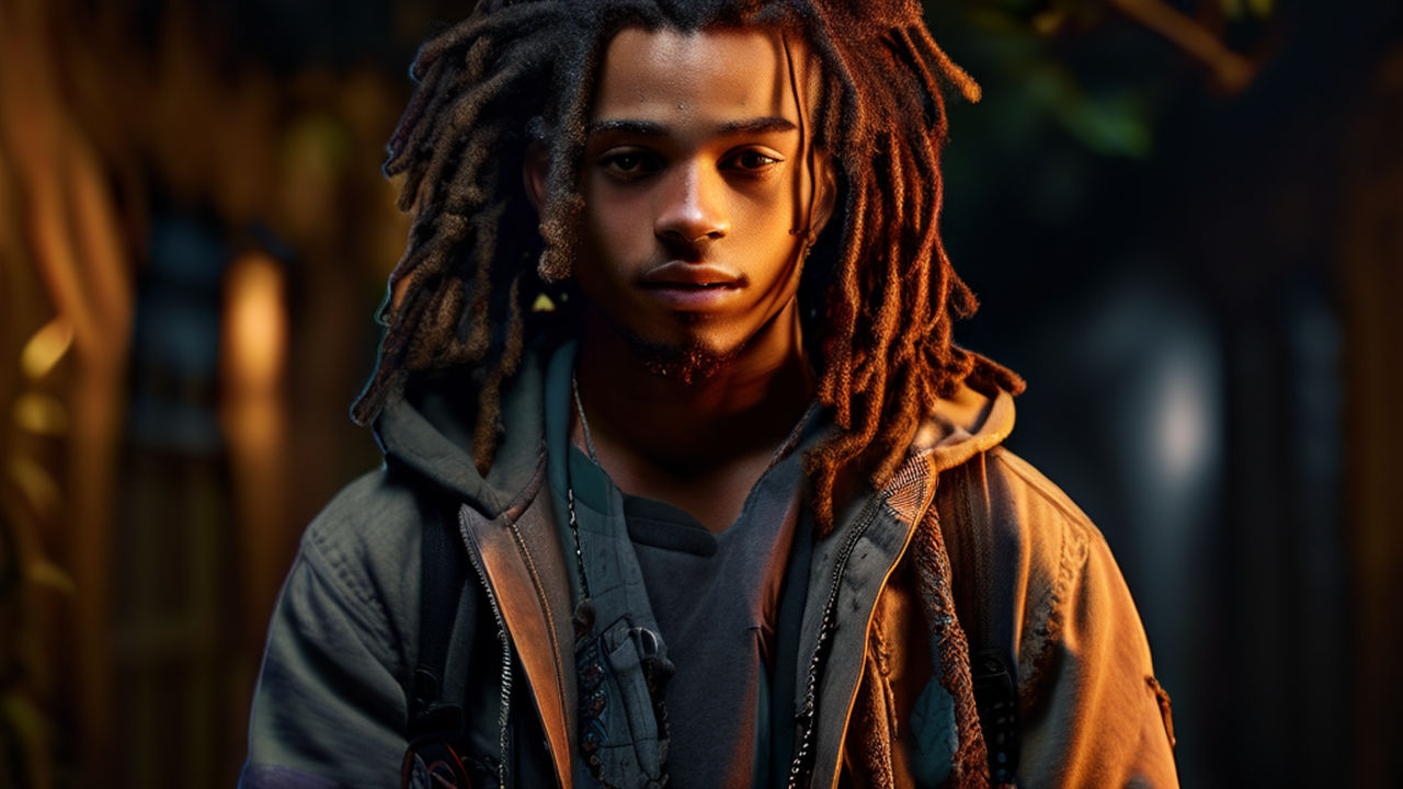 black anime boy with dreadlocks