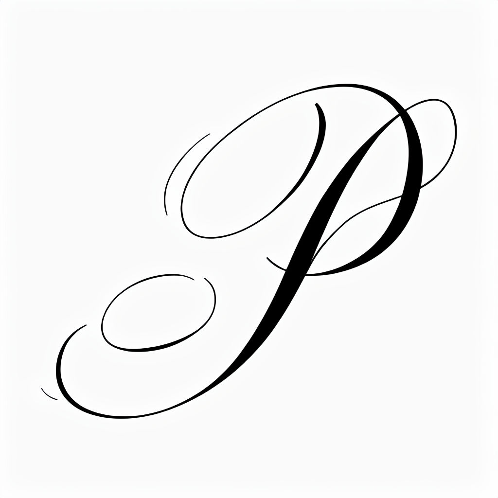 Elegant Black Calligraphic Letter P Illustration Art