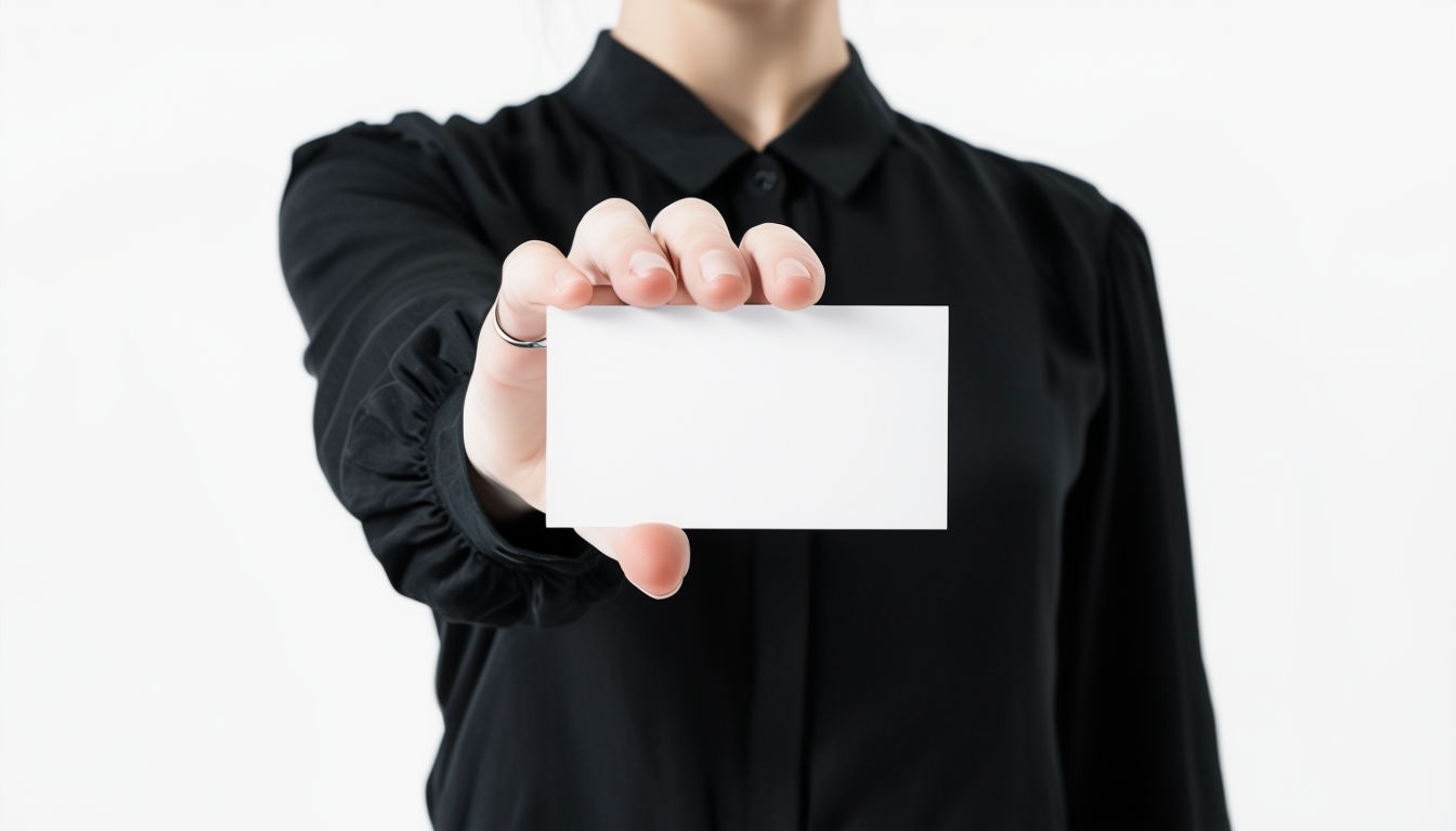 Professional Hand Holding Blank Business Card Mockup
