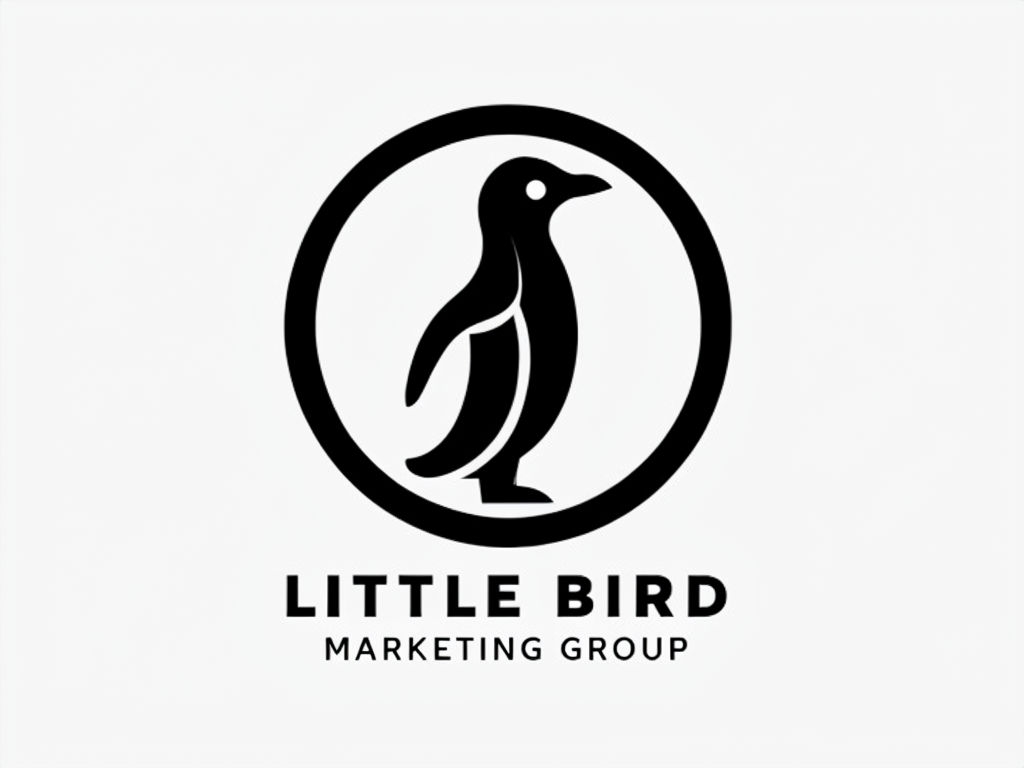 Minimalist Black Penguin Logo for Little Bird Marketing Group