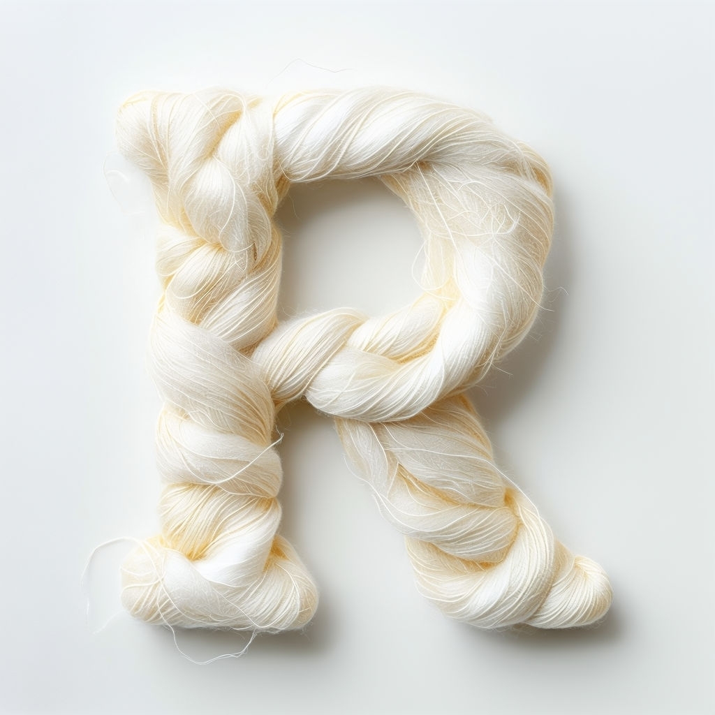 Luxurious Silk Monogram Letter R Photography on White Background Monogram