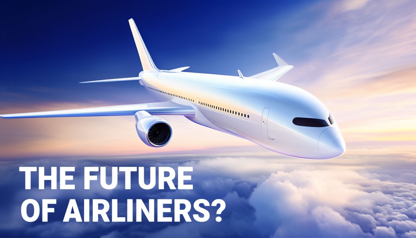 Futuristic Boeing Airliner in Flight Against Dramatic Sky Social Media Post