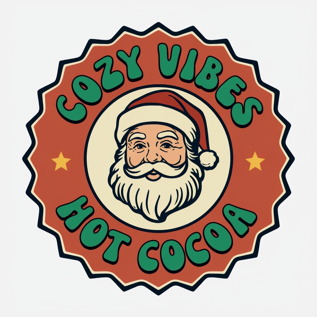 Cozy Vibes Hot Cocoa Retro Santa Claus Illustration Mug
