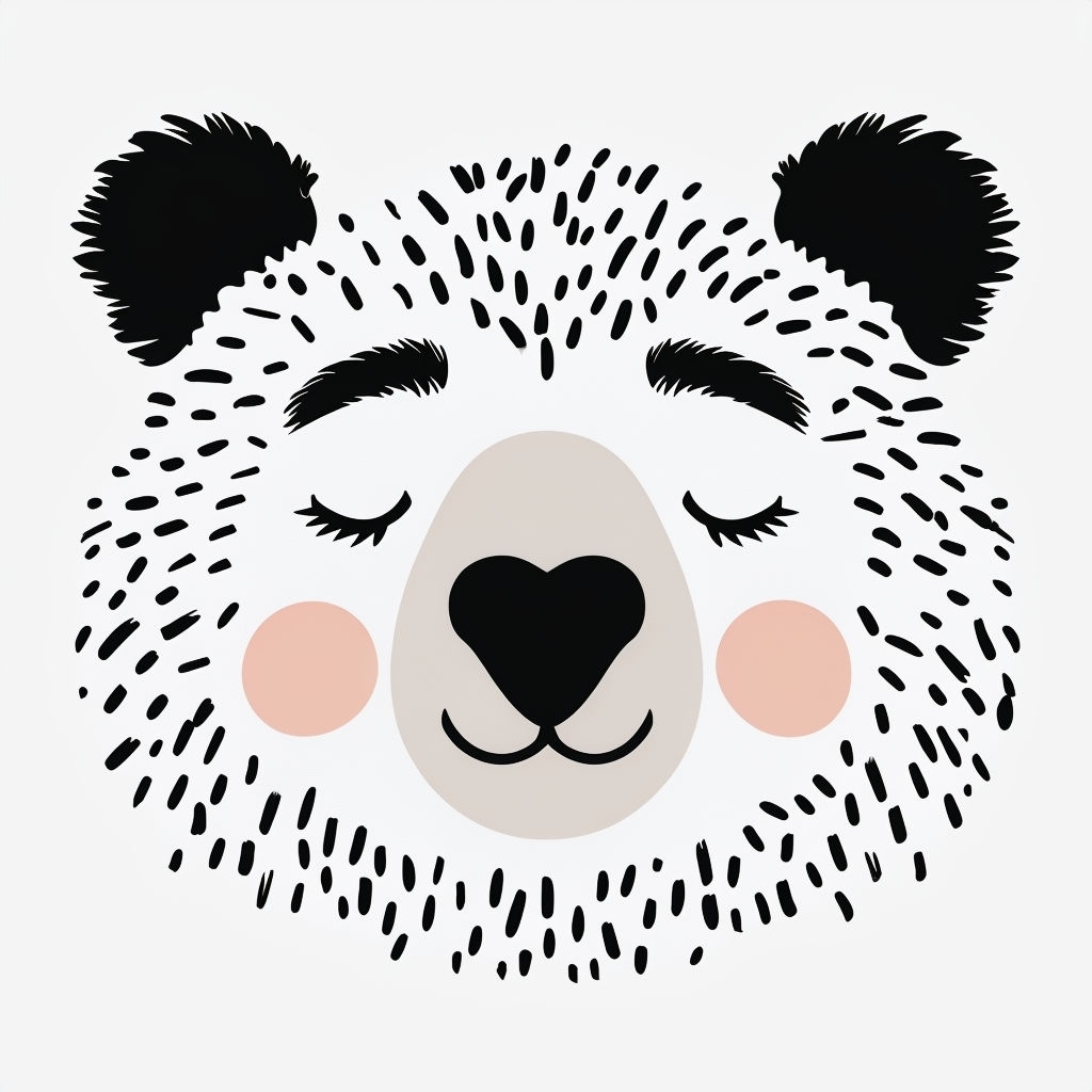 Whimsical Bear Face Illustration with Gentle Expression T-shirt