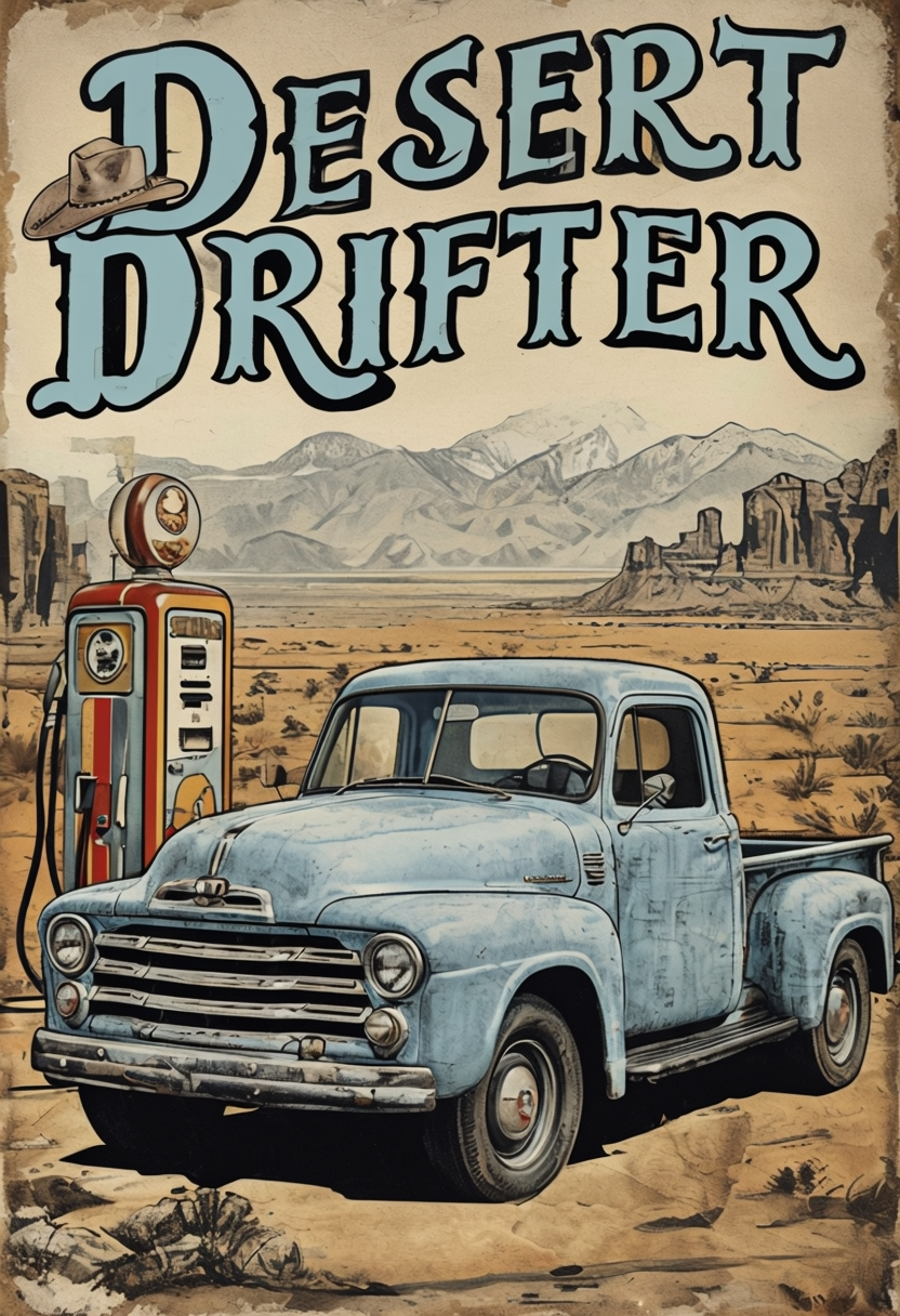 Vintage Desert Pickup Truck Illustration