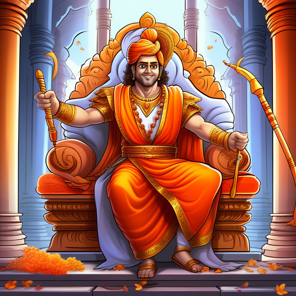 Happy Face Lord Ram sitting on a majestic king's throne with... by Amit ...