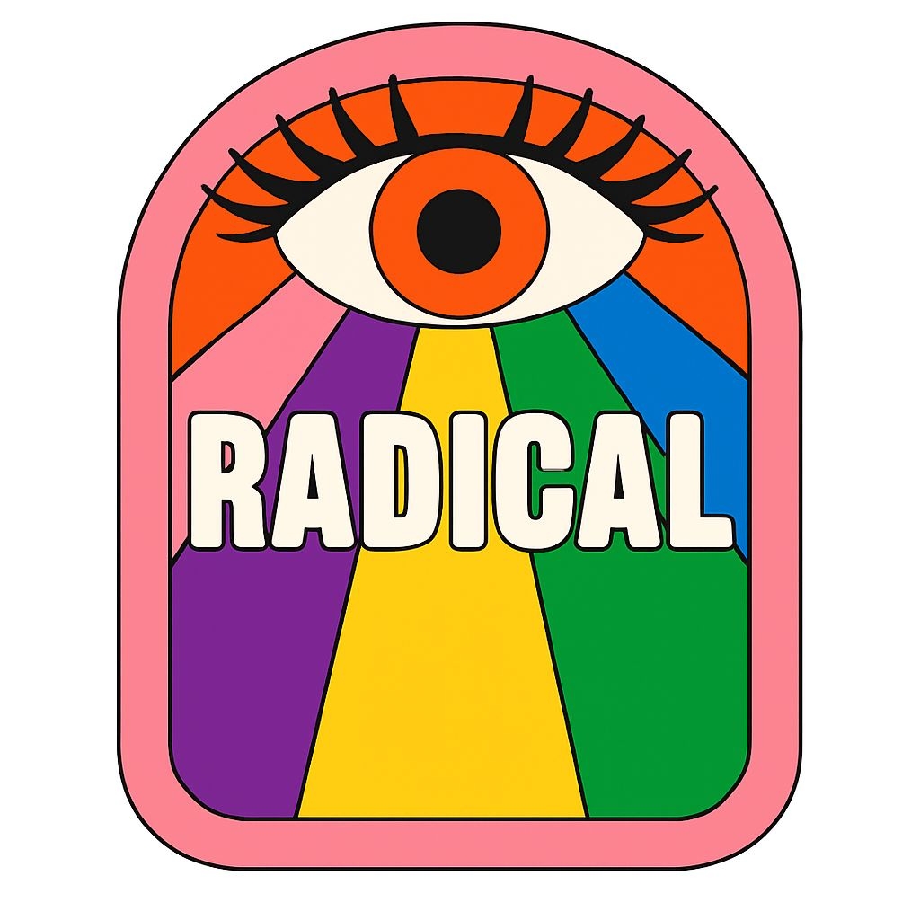 Bold Pop Art Eye Symbol with RADICAL Text Sticker