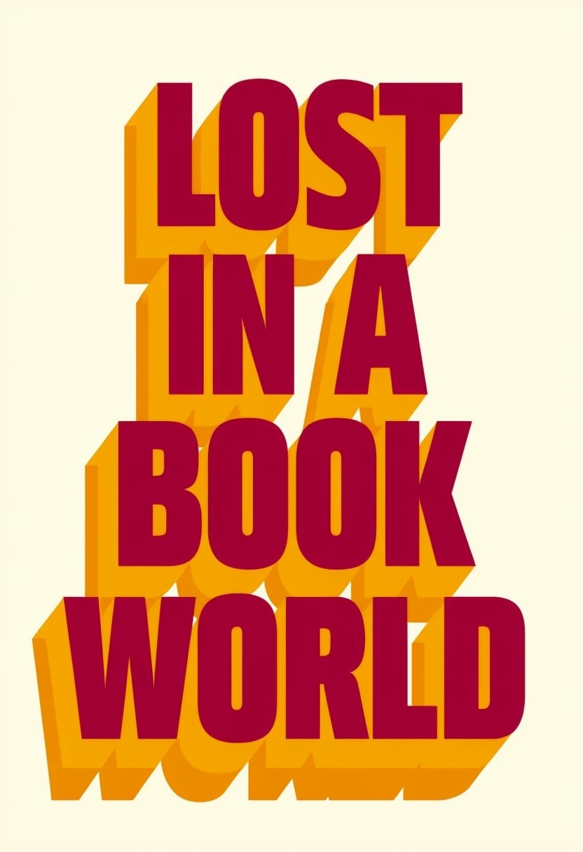 Bold Burgundy Lost in a Book World Graphic Poster