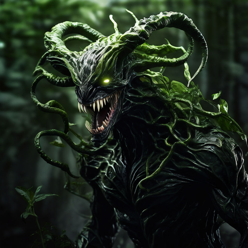 Venom reimagined as a plant-based entity with horns by Isaac Gallegos ...