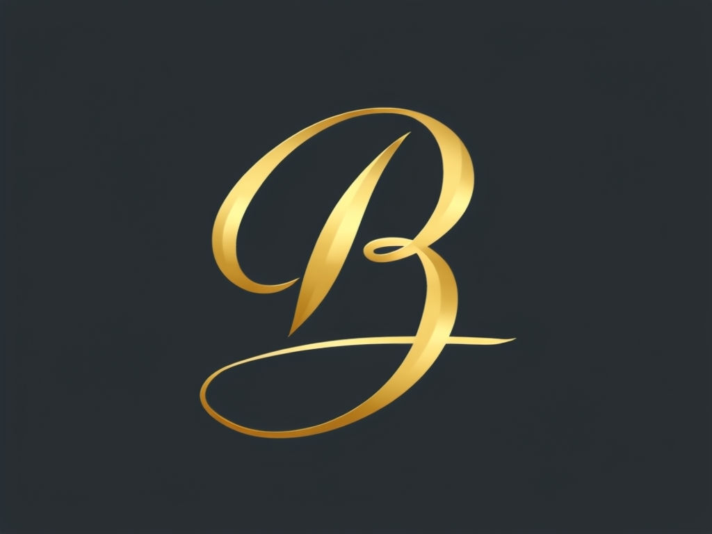 Elegant Gold Letter B Monogram Logo