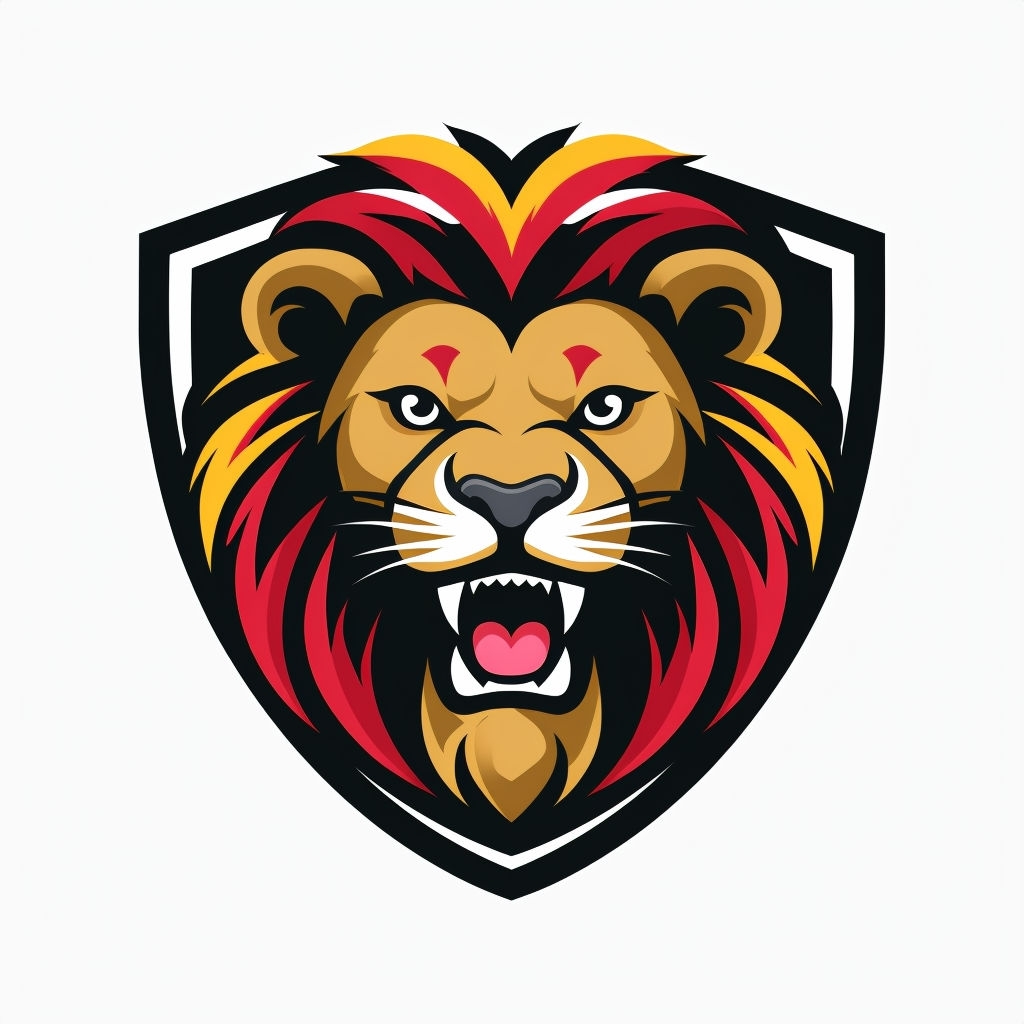 Vibrant Cartoon Lion Head Emblem Illustration for Hats