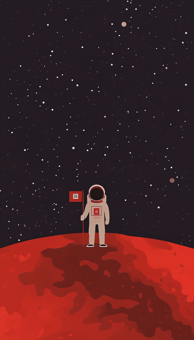 Astronaut on Mars with Starry Space Background Mobile Wallpaper