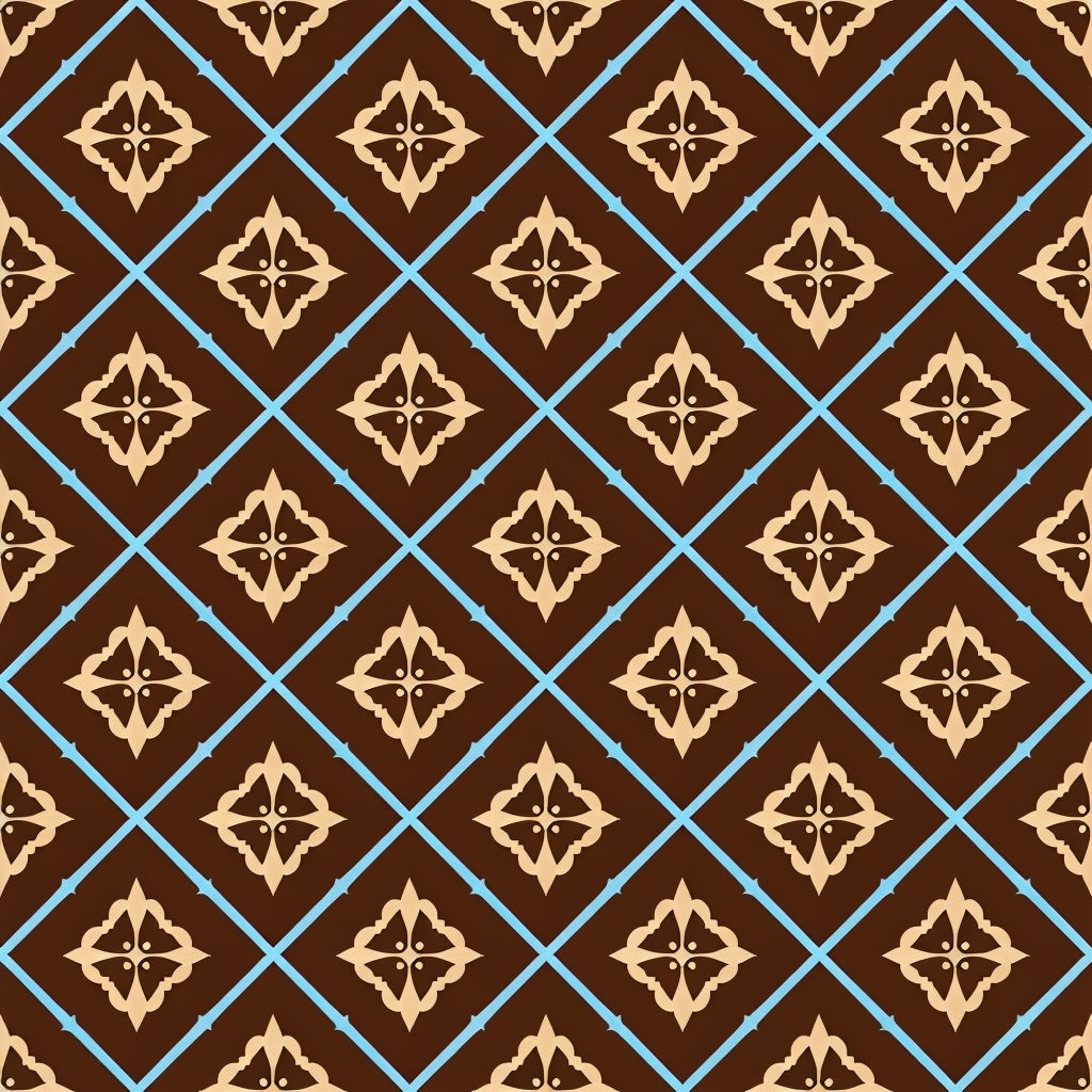 Stylish Brown and Beige Geometric Floral Pattern Design Seamless Pattern