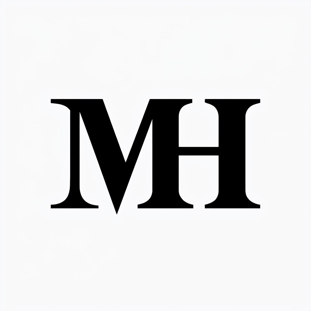 Modern Minimalist MH Logo Design on White Background Monogram