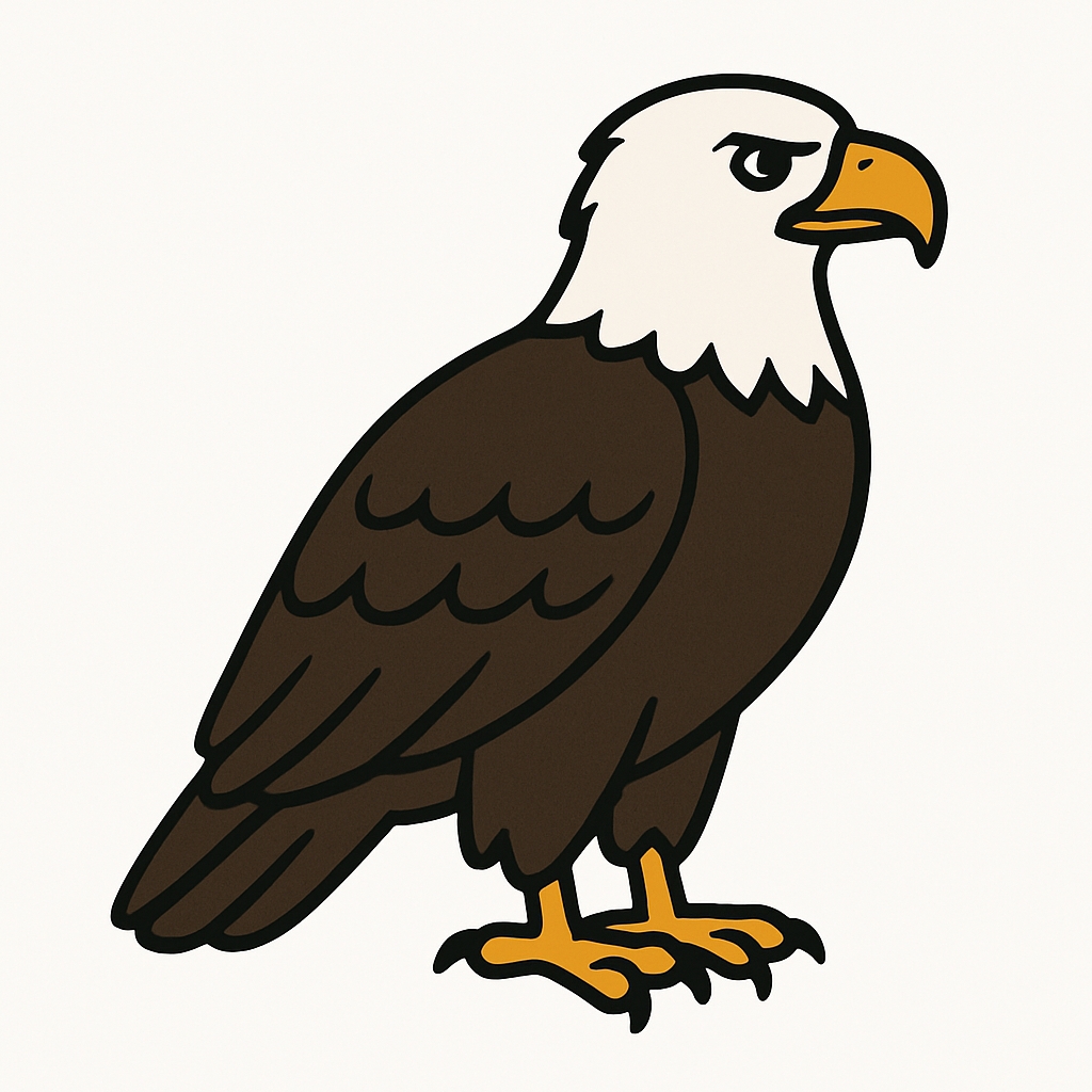 Cartoon Bald Eagle Illustration with Bold Colors Sticker