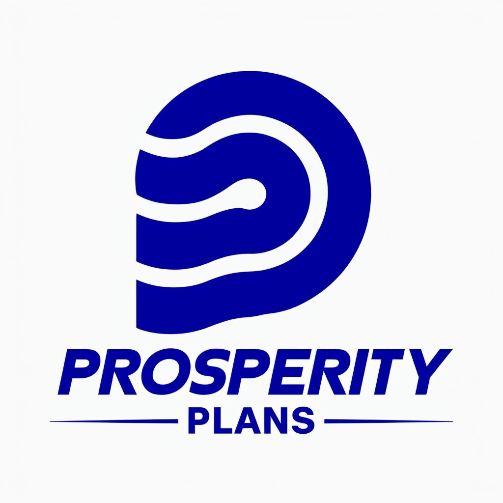 Navy Blue Geometric Prosperity Plans Logo Design
