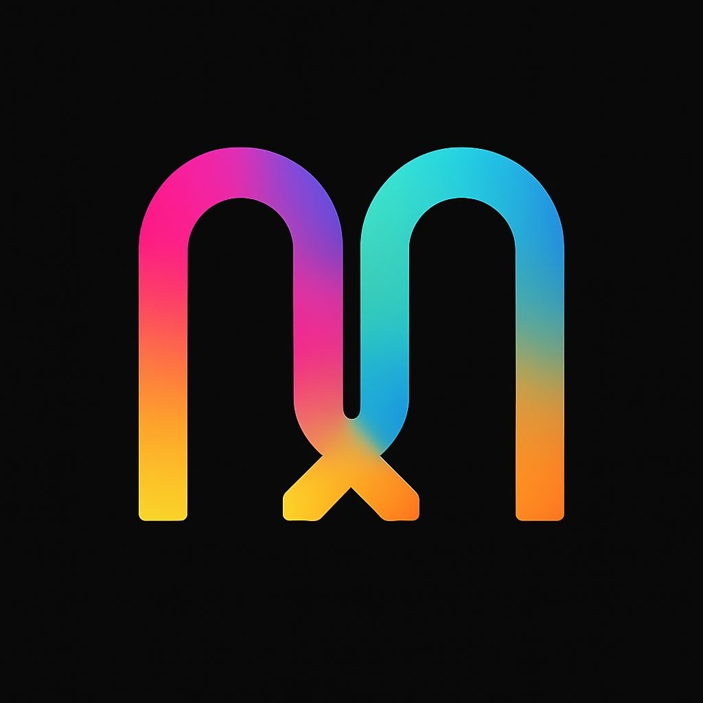 Modern Minimalist MN Gradient Logo on Black Background