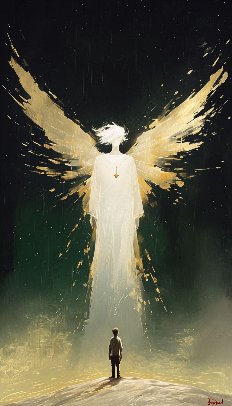 Surreal Celestial Being with Angelic Wings Digital Art Mobile Wallpaper