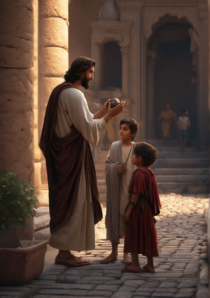 Jesus helping orphan children on the streets of ancient Rome... by Ju ...