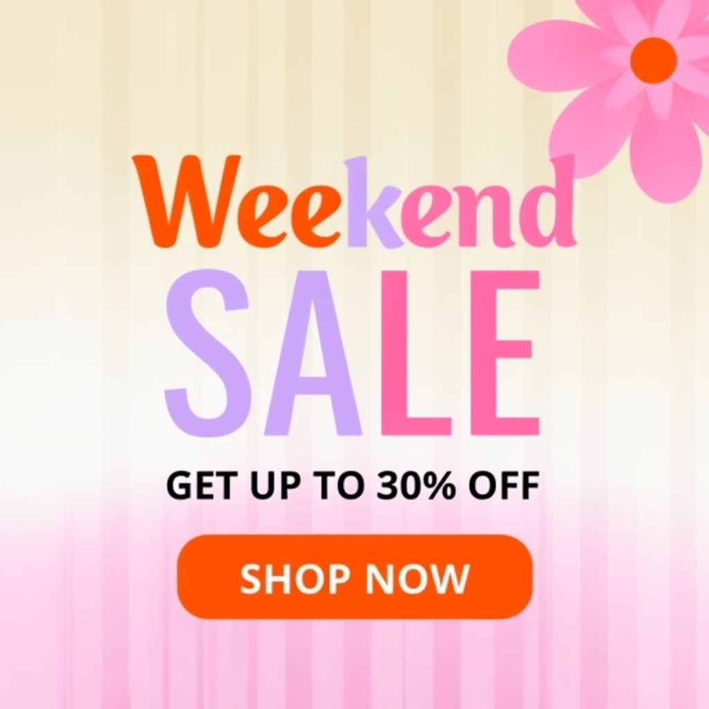 Vibrant Weekend SALE Advertisement Banner with 30% Off Social Media Post