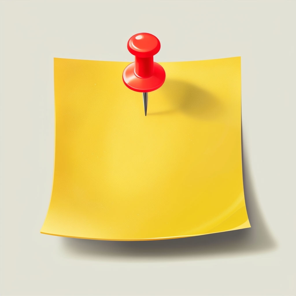 Yellow Sticky Note with Red Push Pin Mockup