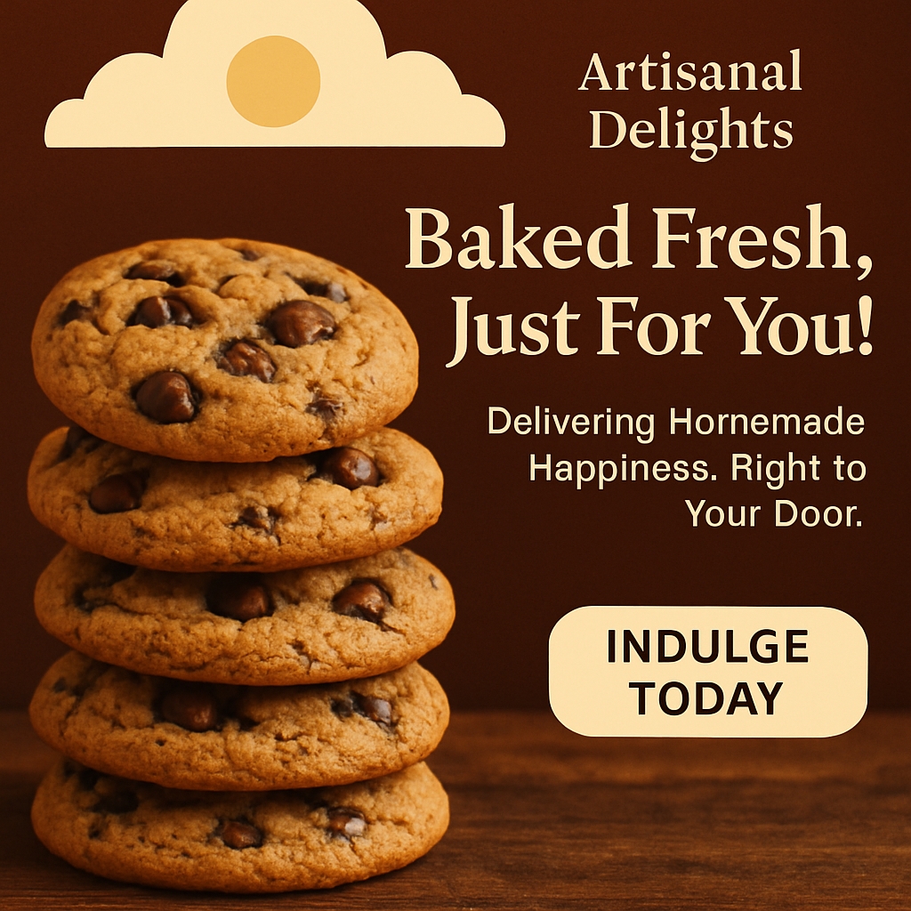 Artisanal Chocolate Chip Cookies Promotion Advertisement Ads