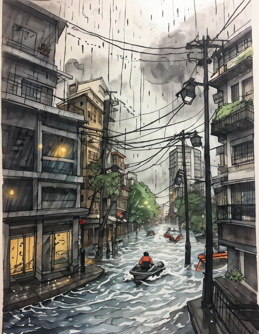 Urban sketchbook: flooded city on a strong storm (#SOSRioGra... by Kico ...