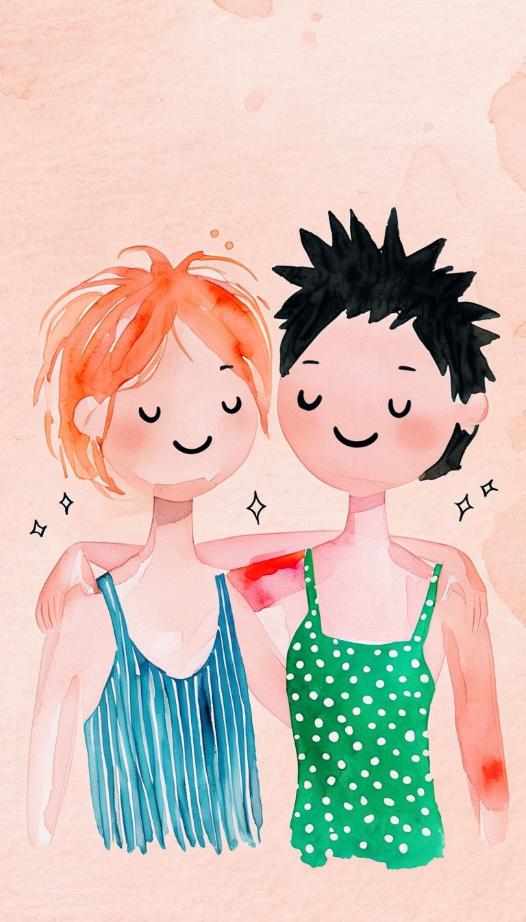Cheerful Friendship Illustration with Happy Faces and Colors Art
