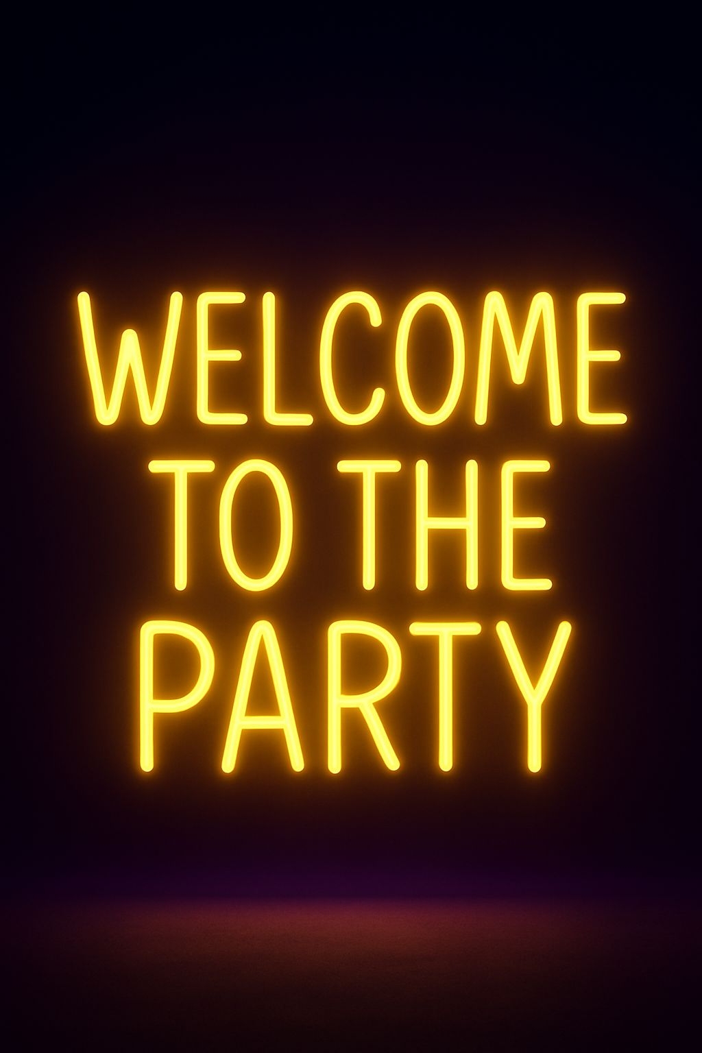 Bright Amber Neon Welcome to the Party Sign Design Event Sign