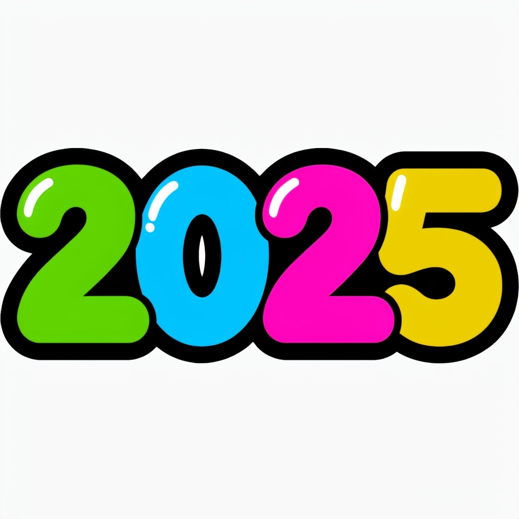 Colorful Cartoon 2025 Numbers Design for Celebratory Mug