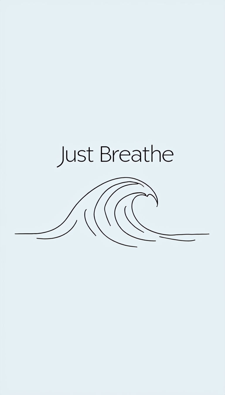 Minimalist Ocean Wave Just Breathe Art for Serenity