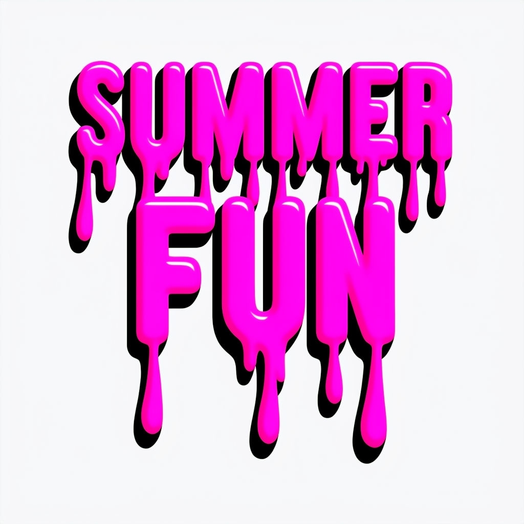 Summer Fun Glossy Neon Text with Dripping Effect Sticker