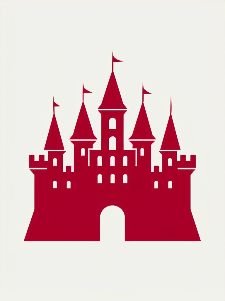 Minimalist Maroon Castle Graphic on Beige Background T-shirt
