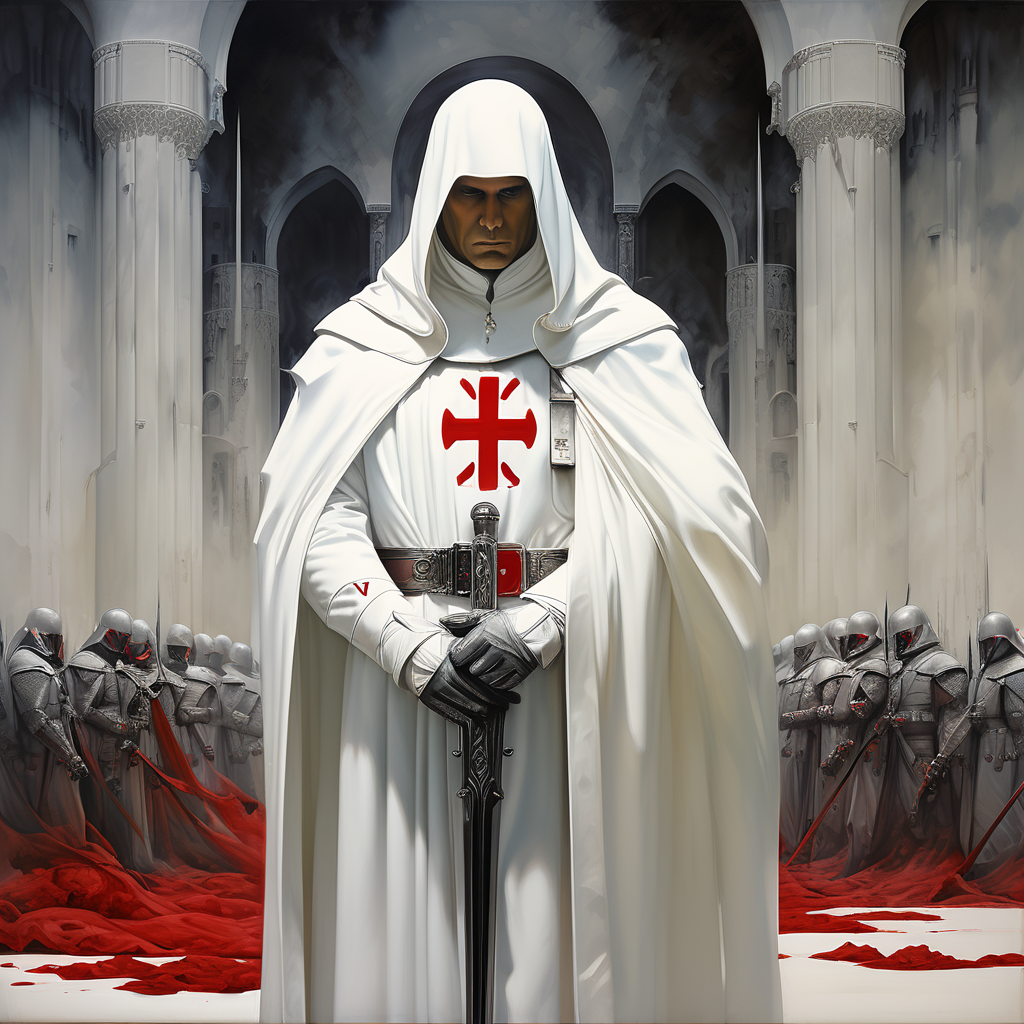 King Baldwin IV clad in white robes adorned with a red cross... by Stef ...