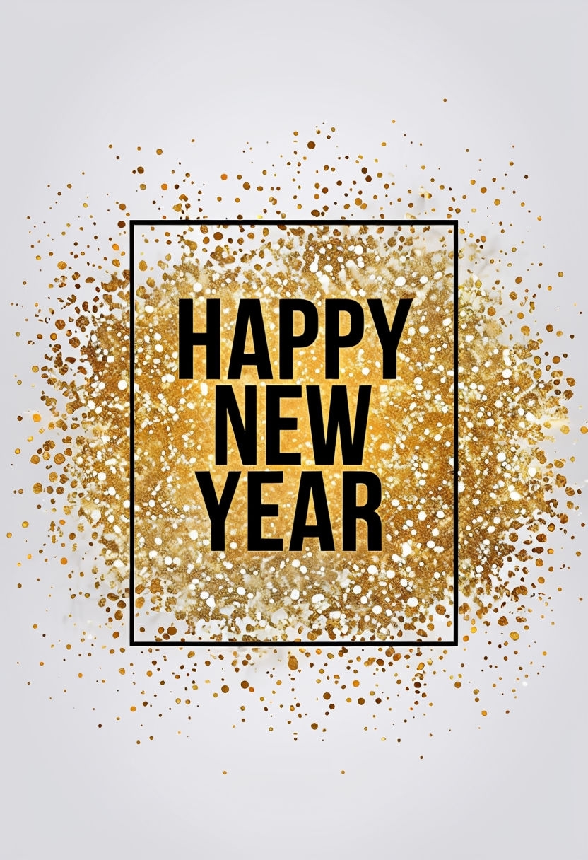 Elegant Happy New Year Glitter Greeting Card Design