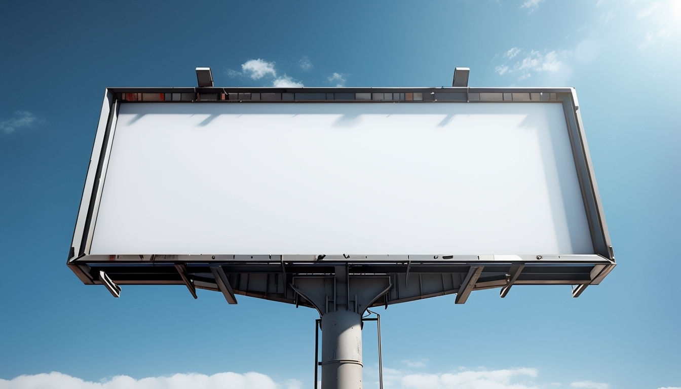 Blank Outdoor Billboard Mockup Against Clear Blue Sky